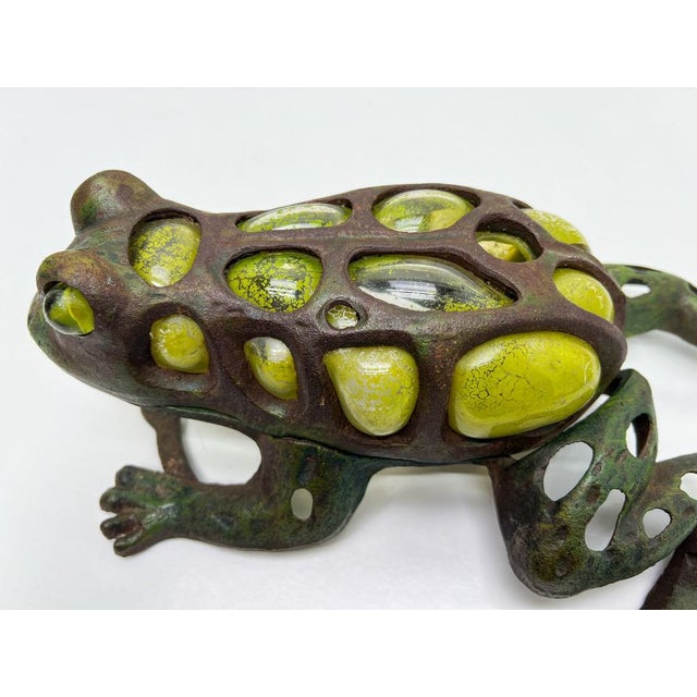 Japanese Iron and Blown Glass Frog Garden Lantern, 1970s For Sale - Image 13 of 18