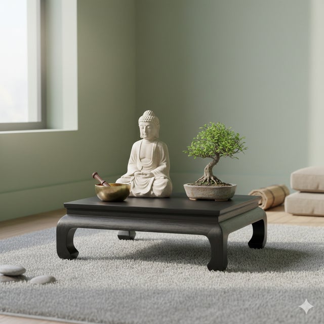 Dark Brown Black Curve Legs Rectangular Kang Low Coffee Table Stand For Sale - Image 10 of 11