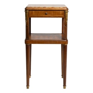 Louis XVI Marble-Top Side Table with Brass Details, Neoclassical Style, France, 19th Century For Sale