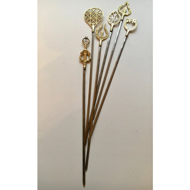Set of 6 brass skewers - make meat or fruit kabob's - great presentation.