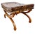 Mid 20th Century Curule Bench With Tufted Faux Tortoise Shell Vinyl Seat For Sale - Image 4 of 12