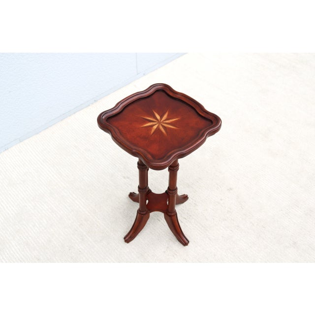 Late 20th Century Vintage Traditional Colonial Revival Small Accent Table in Cherry and Rubberwood For Sale - Image 5 of 15