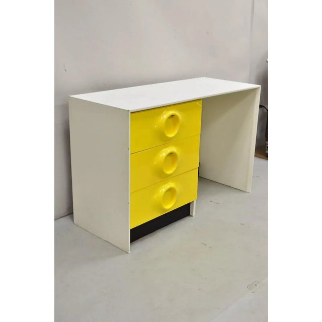 Mid-Century Modern 1970s Vintage Broyhill Premier Yellow Molded Plastic Space Age Joe Colombo Style Desk For Sale - Image 3 of 12