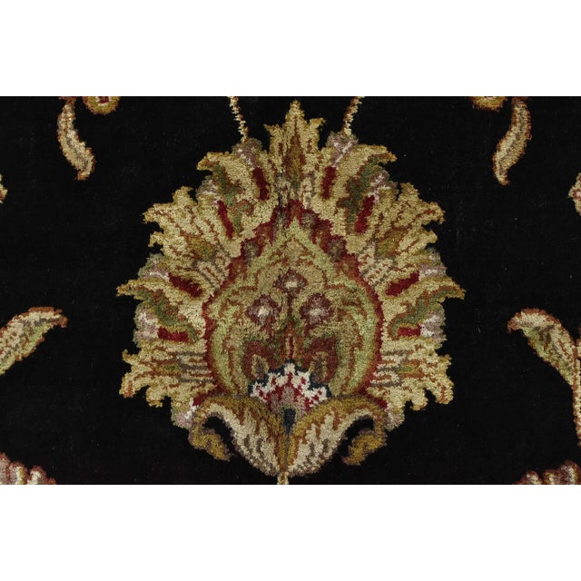 Agra Rug 10'2'' X 14'2'' Black Wool/Silk Traditional Hand-Knotted Carpet For Sale - Image 9 of 15