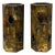 Pair Chinese Matte Gold Scenery Hexagonal Display Wood Brush Pots Vase For Sale