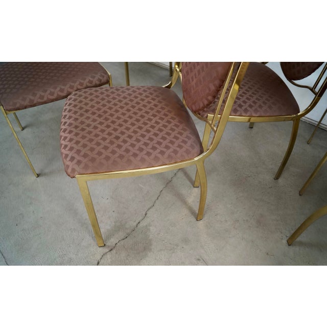 1970’s Italian Hollywood Regency Brass Dining Chairs - Set of 8 For Sale - Image 10 of 12