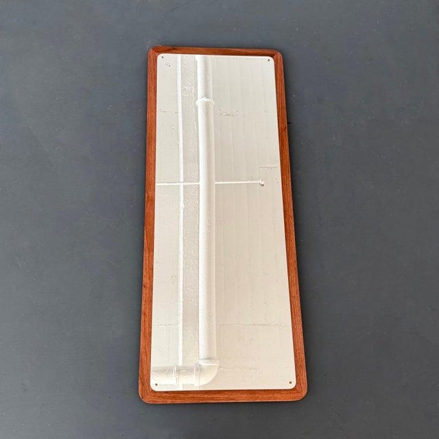 Custom Modern Minimal Walnut Wall Mirror For Sale In New York - Image 6 of 8