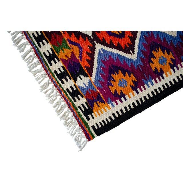 Vintage Turkish Rug Kilim Hand Woven Area Rug - 6′2″ X 6′7″ For Sale - Image 10 of 16