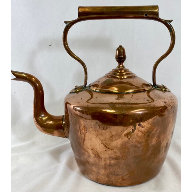 Large Antique Victorian Copper Tea Kettle Made in England Circa 19th