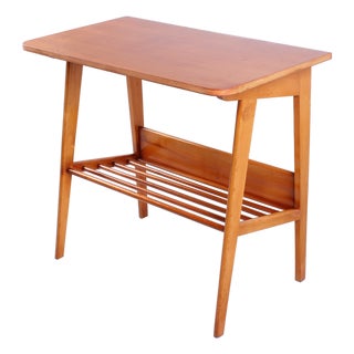 Danish Spindle Side Table with Magazine Rack, 1950s For Sale