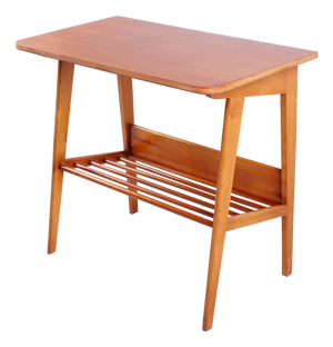 Danish Spindle Side Table with Magazine Rack, 1950s