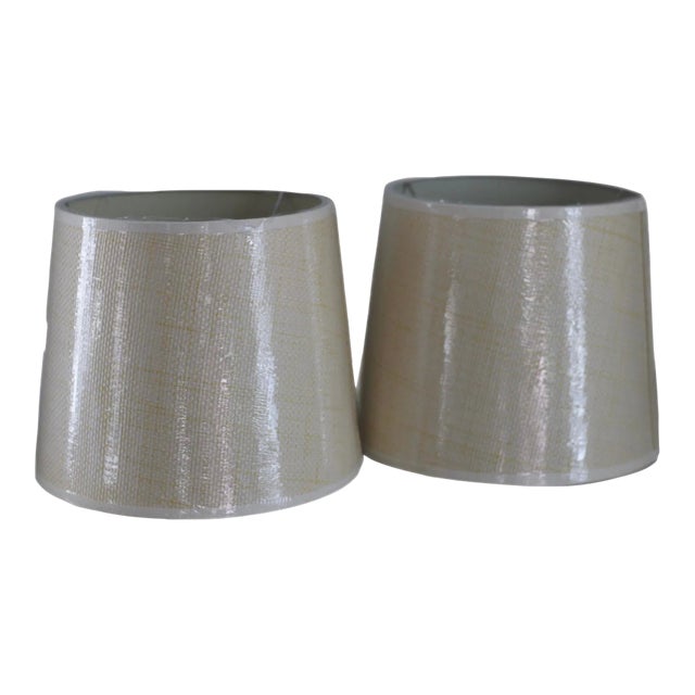 Pair of Woven Grasscloth Lampshades For Sale