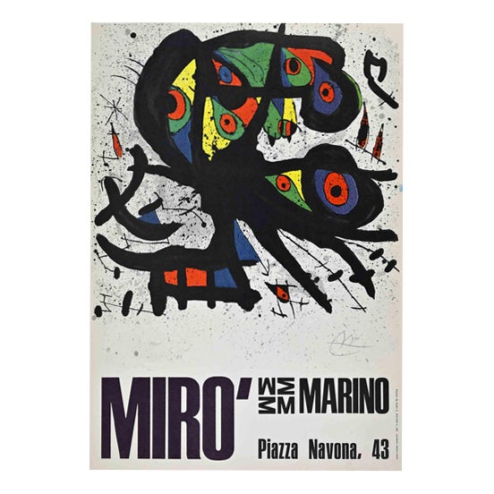 Miró Exhibition Poster in Photo-Offset After Joan Miró, 1971 For Sale
