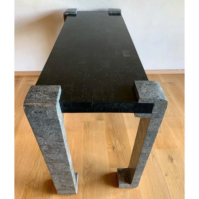 Vintage Post Modern Brutalist Anthropomorphic Biomorphic Tessellated Marble Console Table Attributed to Maitland Smith For Sale In San Diego - Image 6 of 9