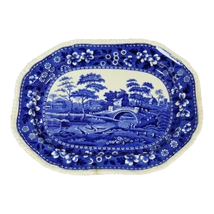 17" English Antique Blue Copeland Spode's Tower Platter Serving Tray