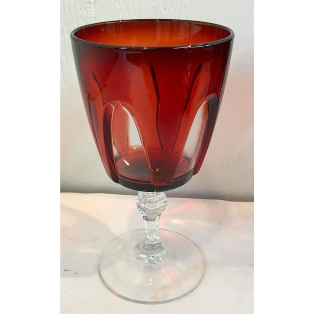 Attributed to Cristal D’Arques Durand crystal cut to clear crystal wine glasses.