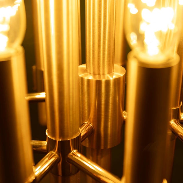 1960s Brutalist Chandelier in Brass with 12 Arms by Angelo Brotto for Esperia, Italy, 1960s For Sale - Image 5 of 9