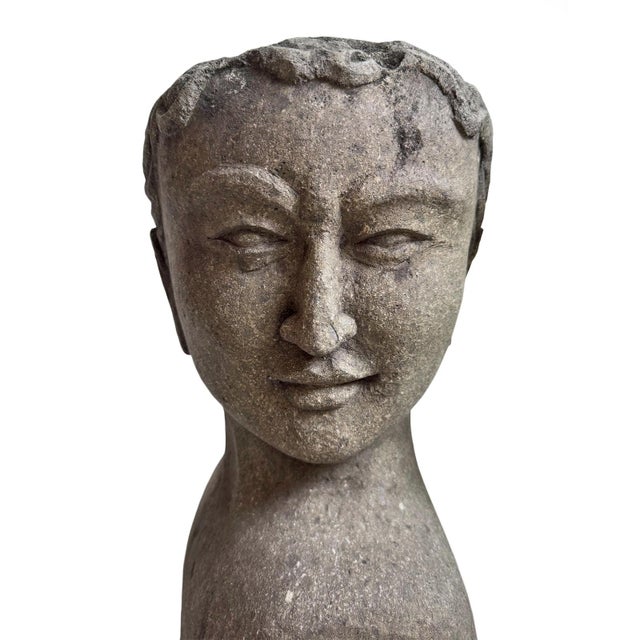Pair of Vintage Stone Garden Goddess Busts For Sale - Image 9 of 11