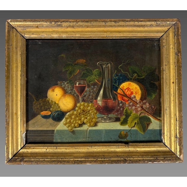 French School Artist, Still Life with a Wine Decanter, Oil Painting, 1800s, Framed For Sale - Image 4 of 4