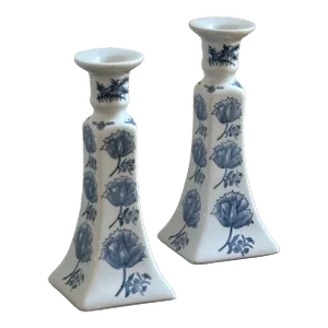 Vintage 1995 Winterthur Museum Porcelain Candlesticks -- a Pair