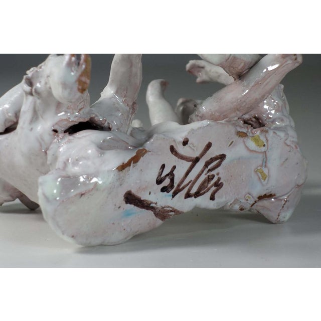Ceramic Ceramic White Fawn Sculpture by Clara Istler, 1950s For Sale - Image 7 of 8