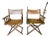 1970s Vintage Telescope Leather and Bamboo Director Chairs- Set of 2 For Sale