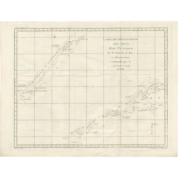 Antique Chart of the Voyage of Captain Cook by Benard, 1780 For Sale
