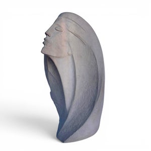 1980s Deco Sandstone Ceramic Abstract Woman Sculpture