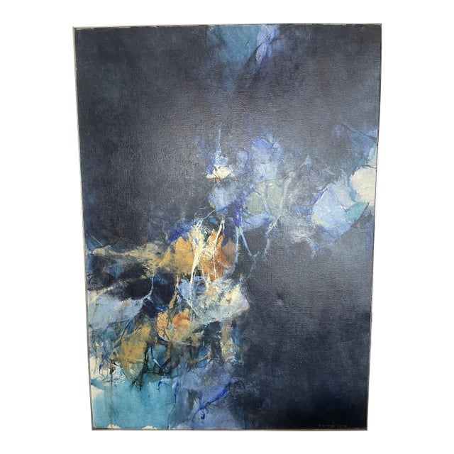 Large 1973 Abstract Oil on Canvas by D'Almeida, 40 X 56 Inches - Signed For Sale