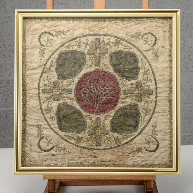 Glass Antique Ceremonial Cushion Fabric with Gold Threads, 19th Century For Sale - Image 7 of 7