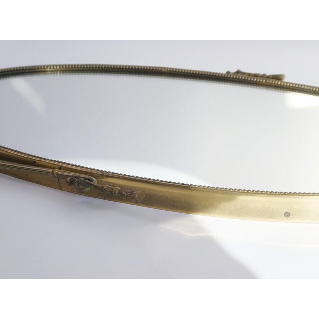 1920s Vintage Italian Oval Brass Mirror, 1920s For Sale - Image 5 of 11