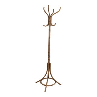 Vintage Standing Bamboo/Rattan Coat and Hat Rack For Sale