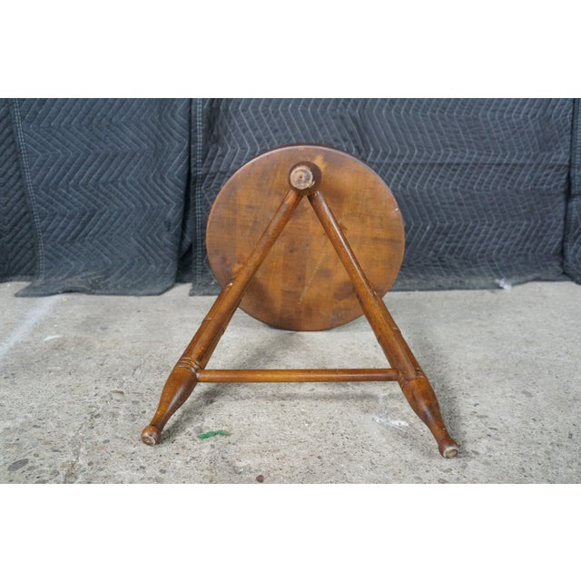 Vintage L Hitchcock Maple Cricket Piano Foot Stool Stenciled Fruit Tripod Base For Sale - Image 14 of 18