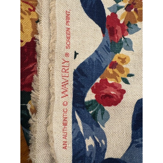 1990s Waverly Floral Fabric Ribbons and Roses 11+ Continuous Yards 56" Width For Sale - Image 5 of 7