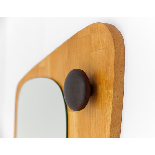 Vintage Wooden Asymetric Wall Mirror, Sweden, 1960s For Sale - Image 9 of 11