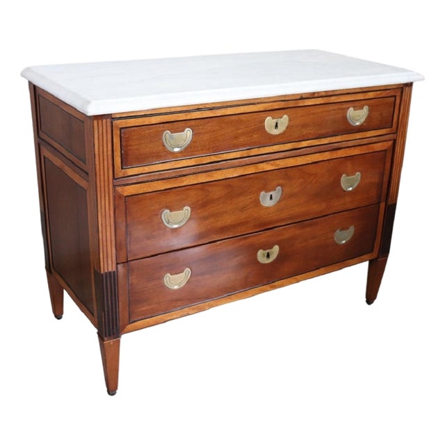 Antique Walnut Chest of Drawers with Marble Top, 1700s For Sale