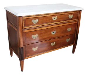 Antique Walnut Chest of Drawers with Marble Top, 1700s