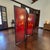 Mid Century Four-Panel Deep Red/Gold Chinoiserie Screen With Decorated Black Boarder For Sale - Image 11 of 18