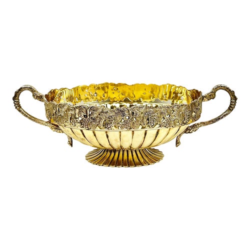 Vintage Brass Grapvine Serving Bowl