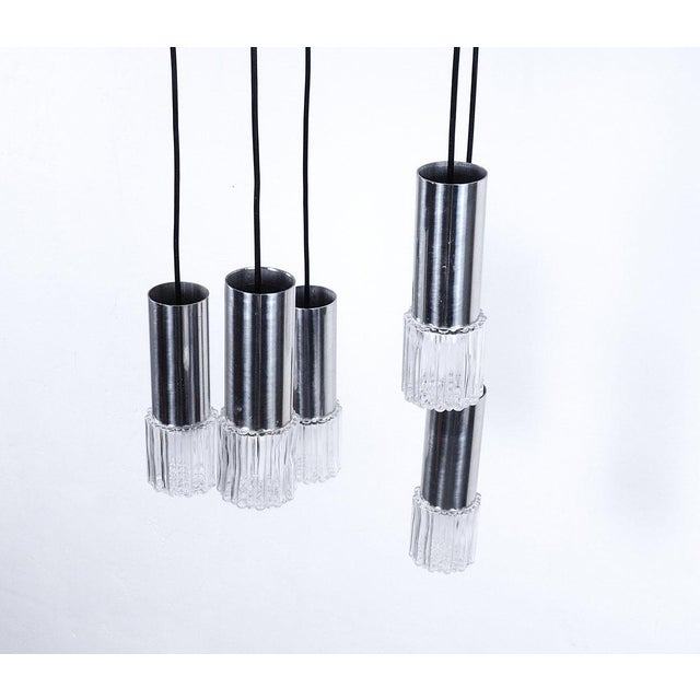 Vintage Glass and Chrome Cascade Pendant Lamp, 1960s For Sale - Image 6 of 13