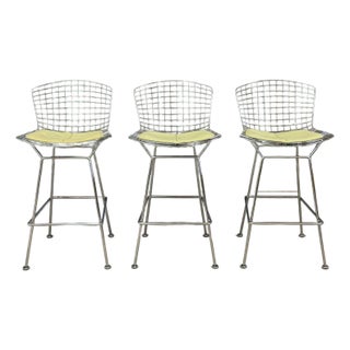 Mid 20th Century Harry Bertoia Knoll Bar Stools - Set of 3 For Sale