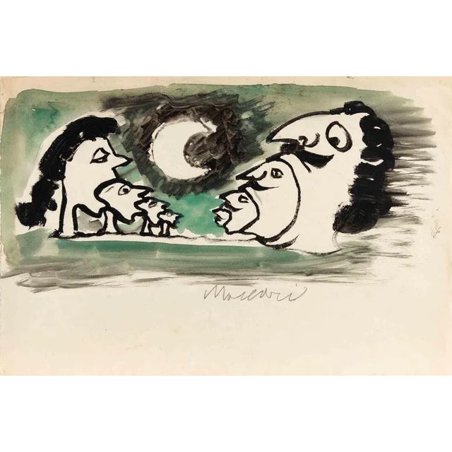 Modern Mino Maccari, Lunar Landscape, Drawing on Paper, 1950s For Sale - Image 3 of 3