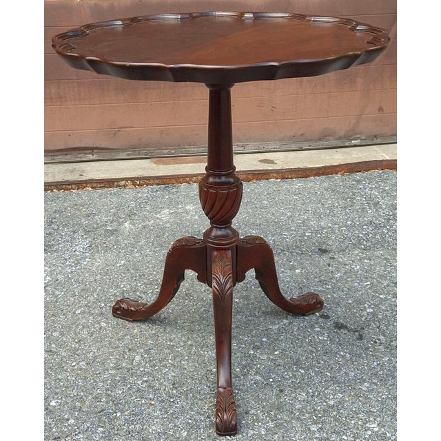 Newly Refinished George III Stye Pie Crust Side Wine Tea Plant Lamp Table, Circa 1880s Key Design Features Piecrust Top:...