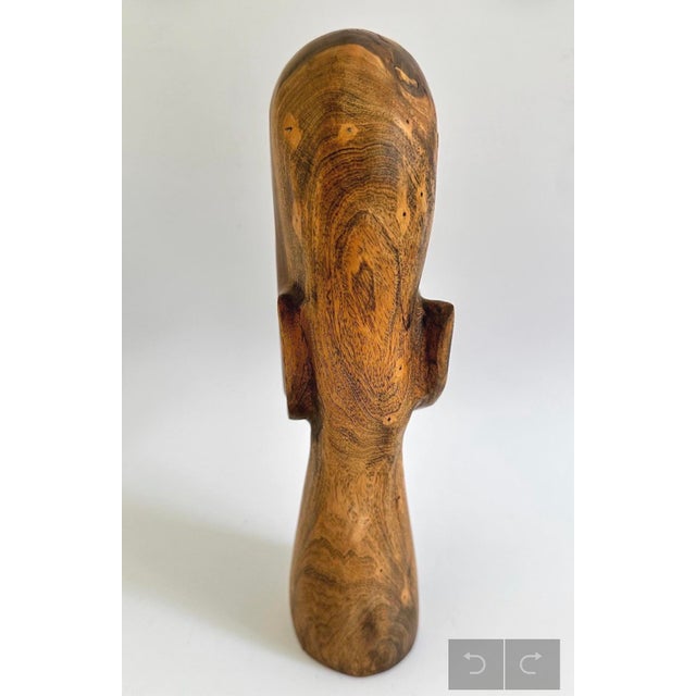 Vintage Abstract Modern Wooden Head Bust Sculpture For Sale In Denver - Image 6 of 12