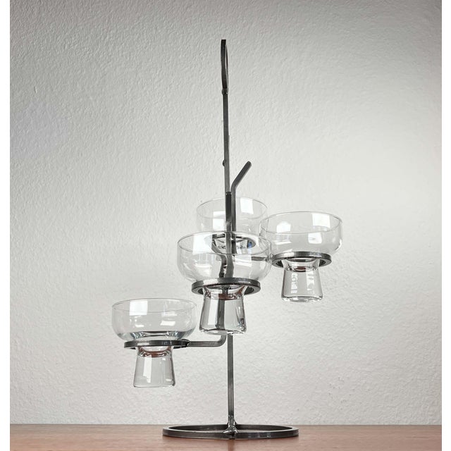 Metal Vintage Danish Candleholder in Wrought Iron and Glass, 1970s For Sale - Image 7 of 12