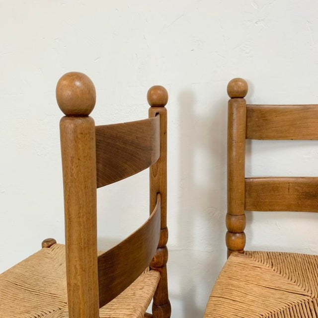 Vintage French Decorative Wood Chairs, 1940, Set of 2 For Sale - Image 11 of 16
