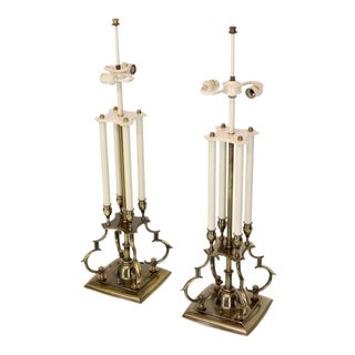 Pair of Large Figural Brass Table Lamps by Stiffel For Sale