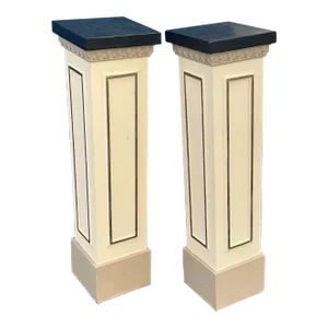 Mod-Century Italian Neo-Classical Style Painted Columns / Pedestals - Pair