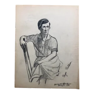 1931 Norman Kent Portrait Drawing of Sculptor Thyra Boldsen