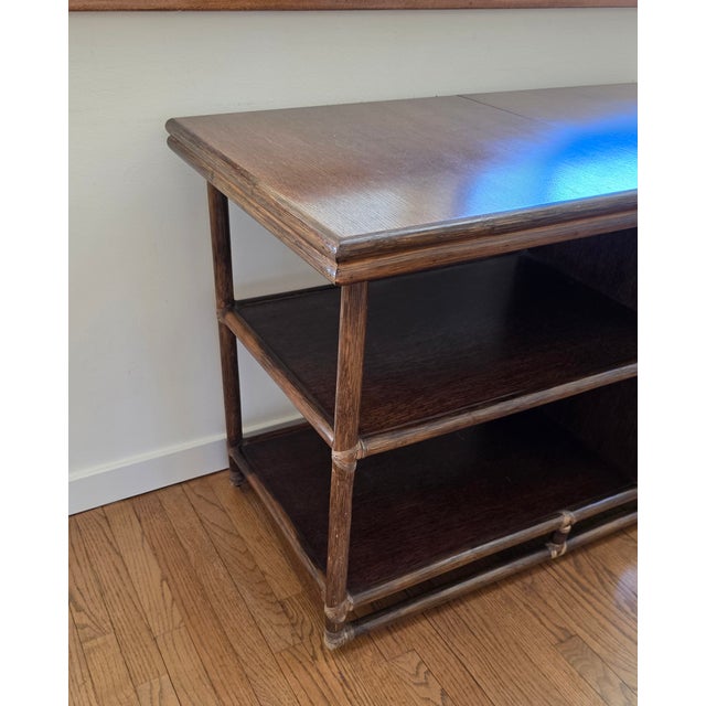 McGuire MCM 70's Era McGuire Faux Bamboo Bar Cart For Sale - Image 4 of 15